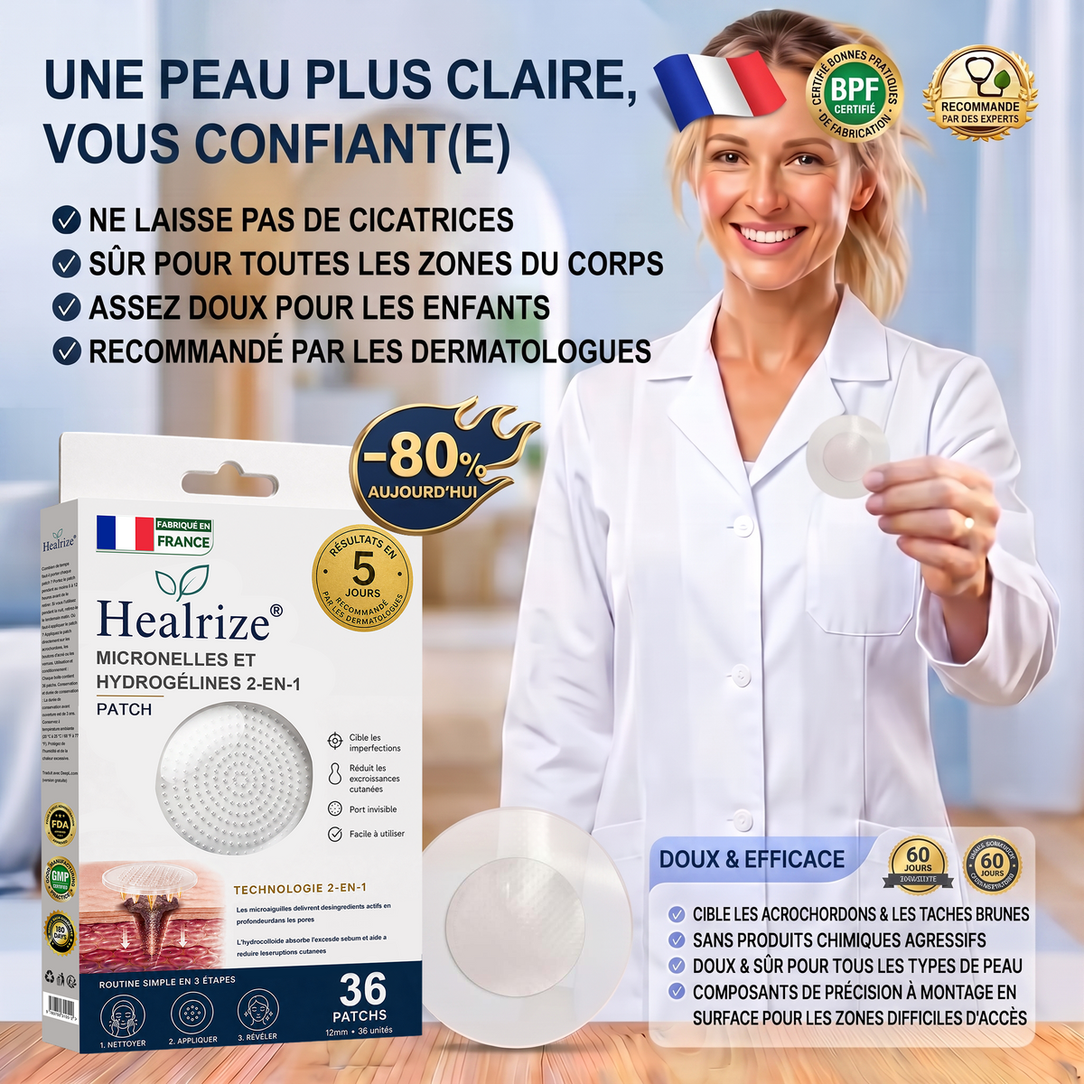 【 Dernier jour : -70 % 🔥】🇫🇷 𝐇𝐞𝒂𝒍𝗿𝗶𝙯𝙚®🦋 𝑷𝒂𝒕𝒄𝒉 2-𝒆𝒏-1 à 𝒎𝒊𝒄𝒓𝒐-𝒂𝒊𝒈𝒖𝒊𝒍𝒍𝒆𝒔 & 𝒉𝒚𝒅𝒓𝒐𝒄𝒐𝒍𝒍𝒐ï𝒅𝒆 | Aide à réduire l’apparence des grains de beauté, verrues, acné et étiquettes cutanées | Patchs invisibles visage & corps.