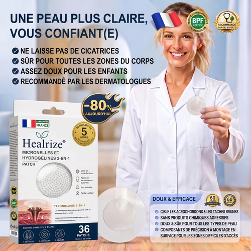 【 Dernier jour : -70 % 🔥】🇫🇷 𝐇𝐞𝒂𝒍𝗿𝗶𝙯𝙚®🦋 𝑷𝒂𝒕𝒄𝒉 2-𝒆𝒏-1 à 𝒎𝒊𝒄𝒓𝒐-𝒂𝒊𝒈𝒖𝒊𝒍𝒍𝒆𝒔 & 𝒉𝒚𝒅𝒓𝒐𝒄𝒐𝒍𝒍𝒐ï𝒅𝒆 | Aide à réduire l’apparence des grains de beauté, verrues, acné et étiquettes cutanées | Patchs invisibles visage & corps.